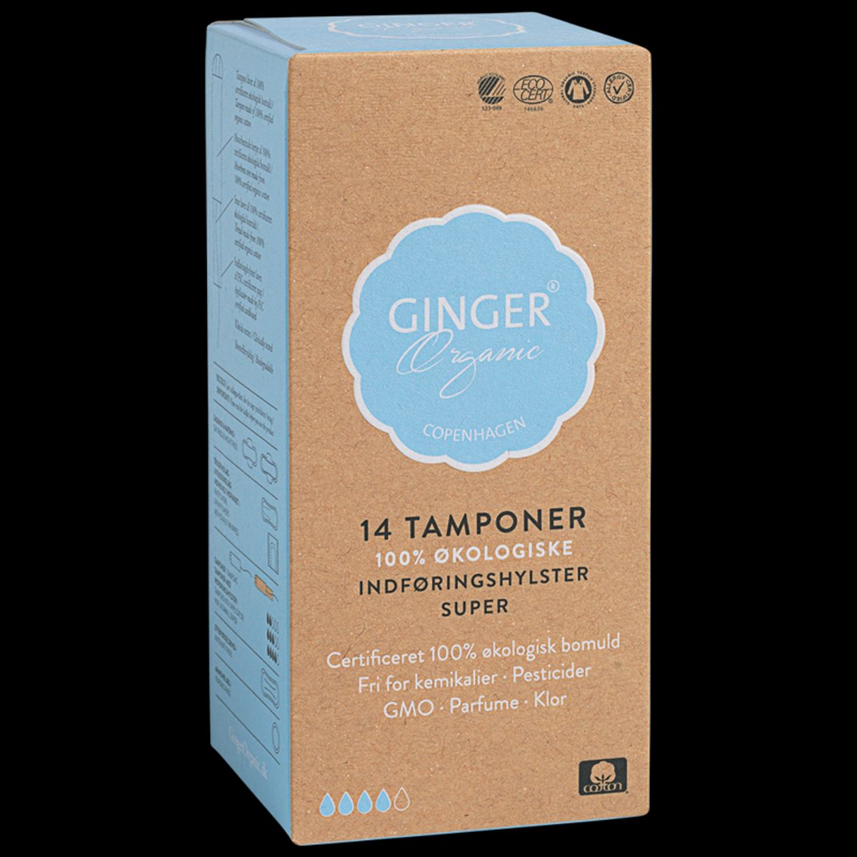 Ginger Organic Tampon m. Indføring Super (14 stk)