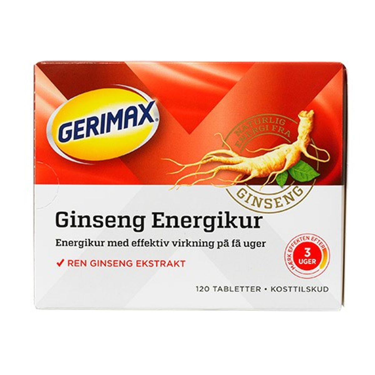 Ginseng Energikur rød - 120 tabletter - Gerimax