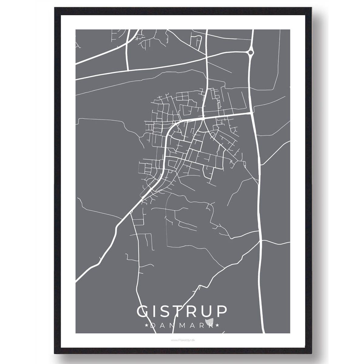 Gistrup by plakat - grå (Størrelse: S - 21x29,7cm (A4))