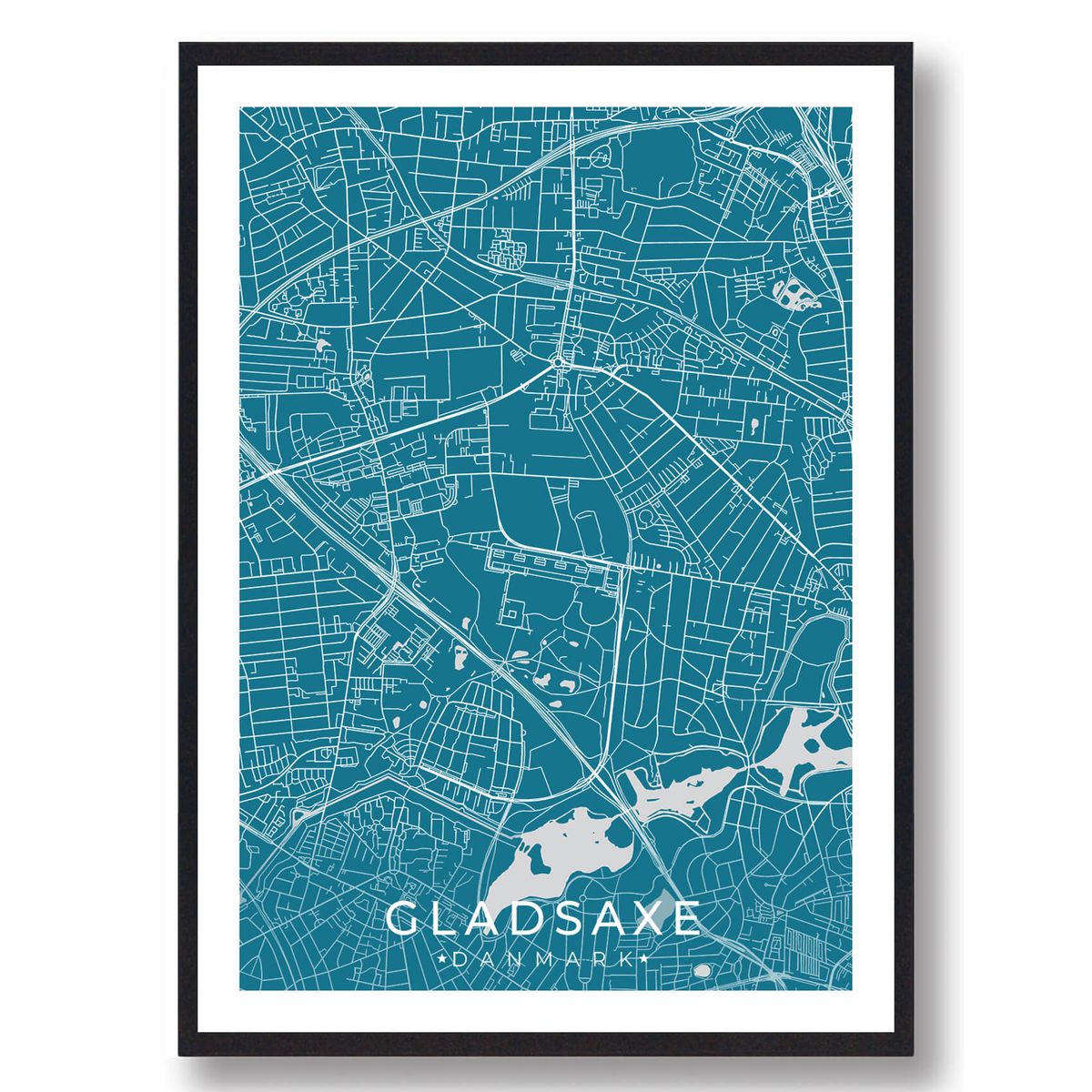 Gladsaxe by plakat - blå (Størrelse: XS - 15x21cm (A5))