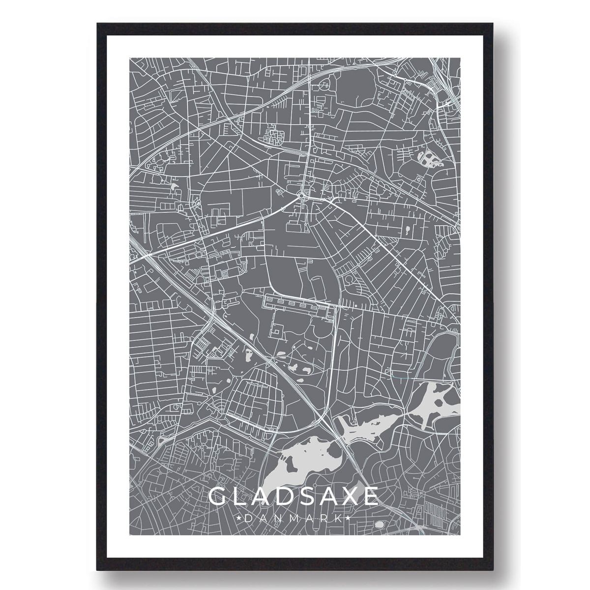 Gladsaxe by plakat - grå (Størrelse: M - 30x40cm)