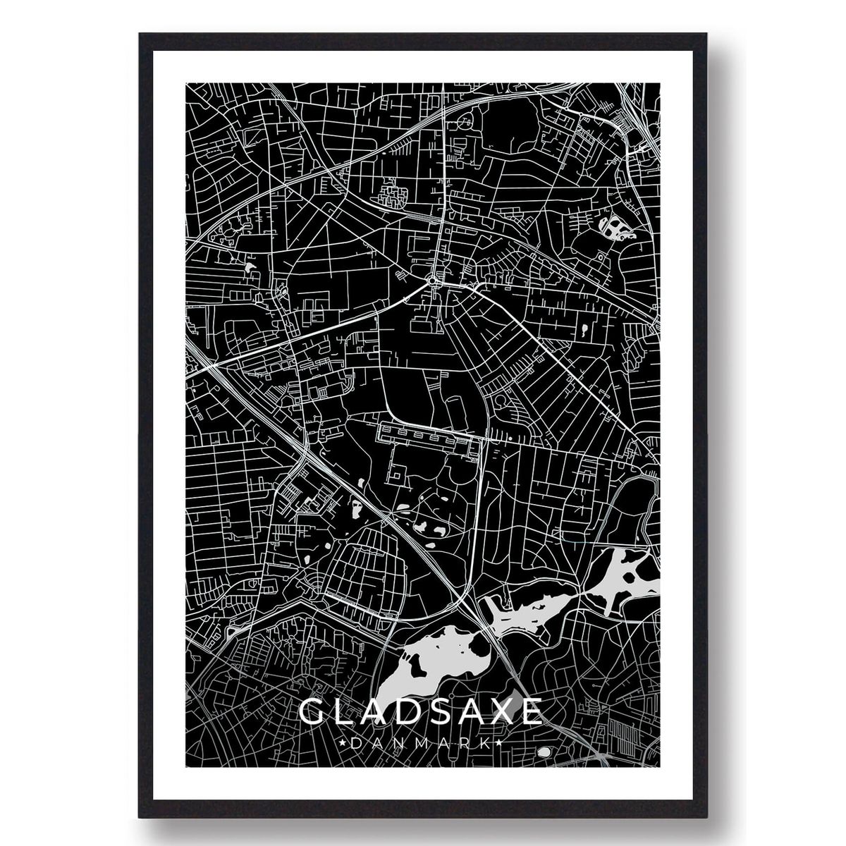 Gladsaxe by plakat - sort (Størrelse: L - 50x70cm (B2))