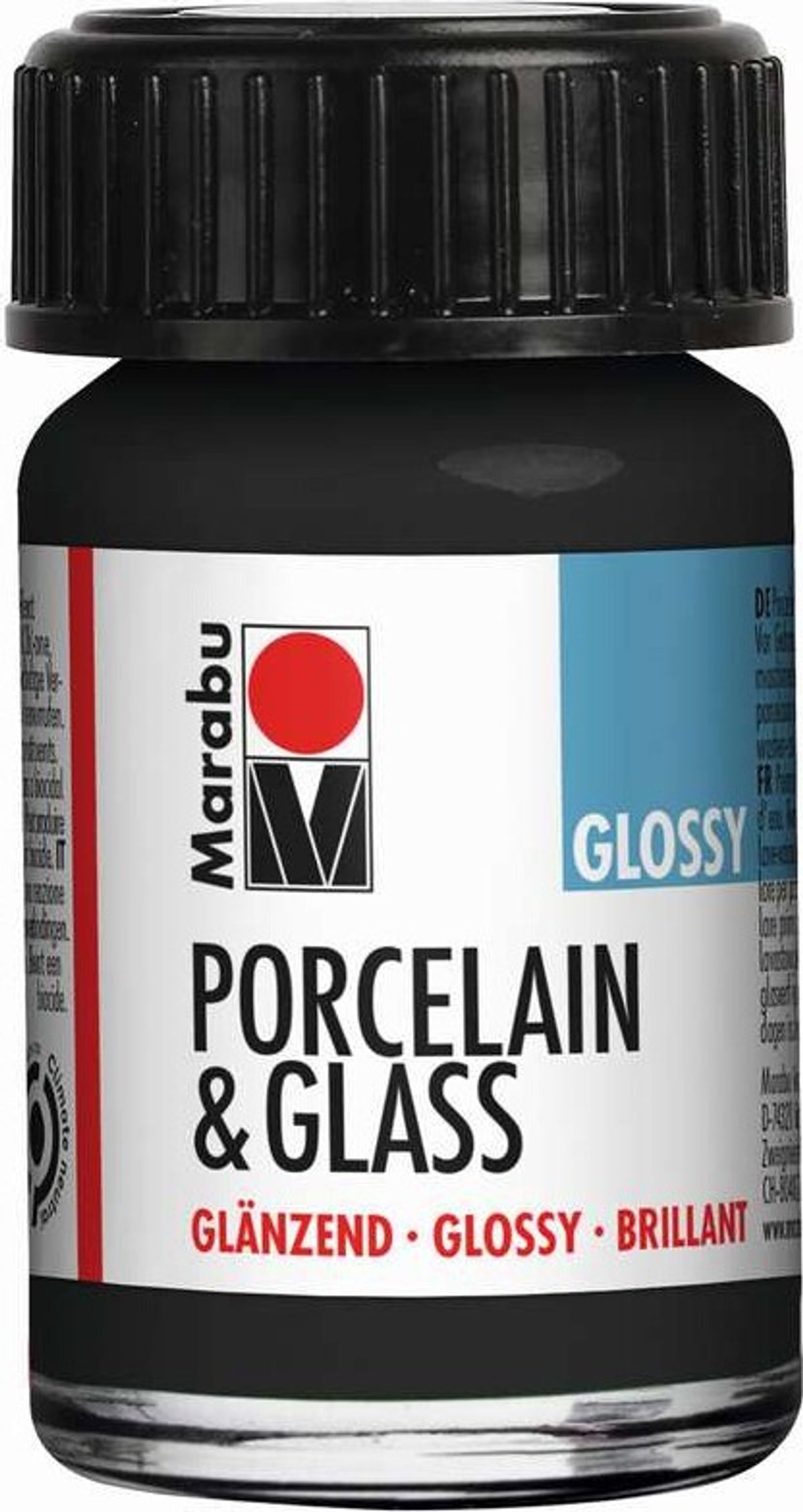 Glas Og Porcelænsmaling - Sort - Porcelain & Glass Glossy - 15 Ml