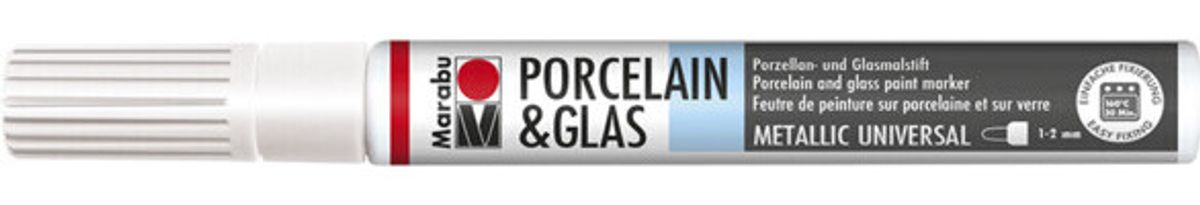 Glas Og Porcelænstusch - Metallic Hvid - Porcelain Painter - 1-2 Mm