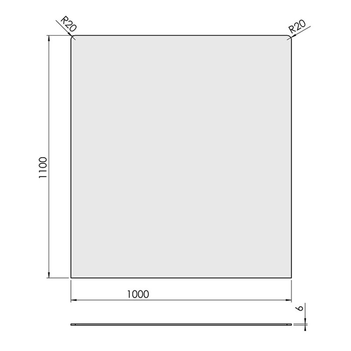 Glasgulvplade Firkant - 100 x 110 cm