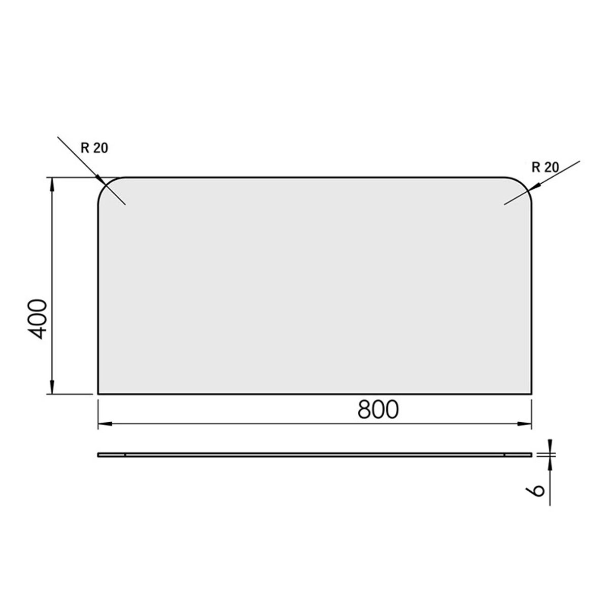 Glasgulvplade Rektangel - 40 x 80 cm