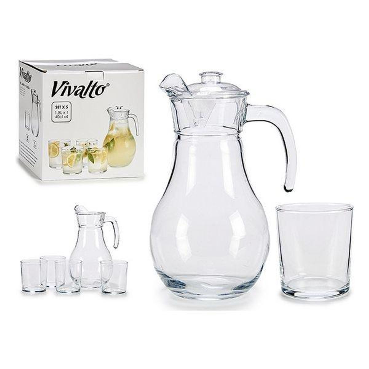 Glassæt Glas 5 stk Kande 4 x (40 cl) / 1 x (1,8 l)