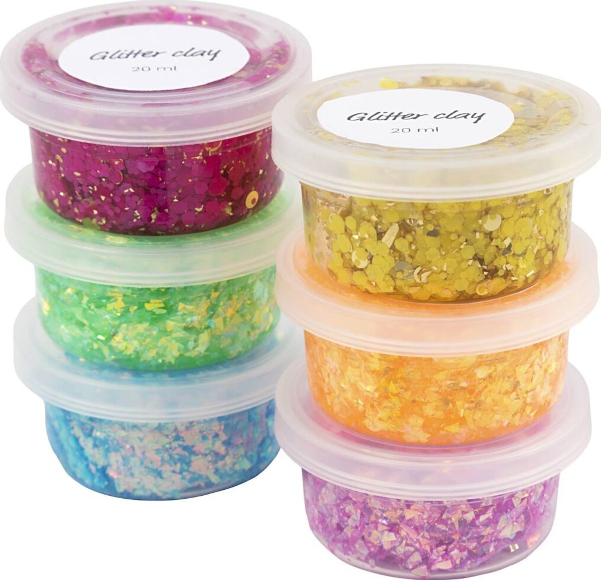 Glitter Clay - Assorterede Farver - 6x20 Ml