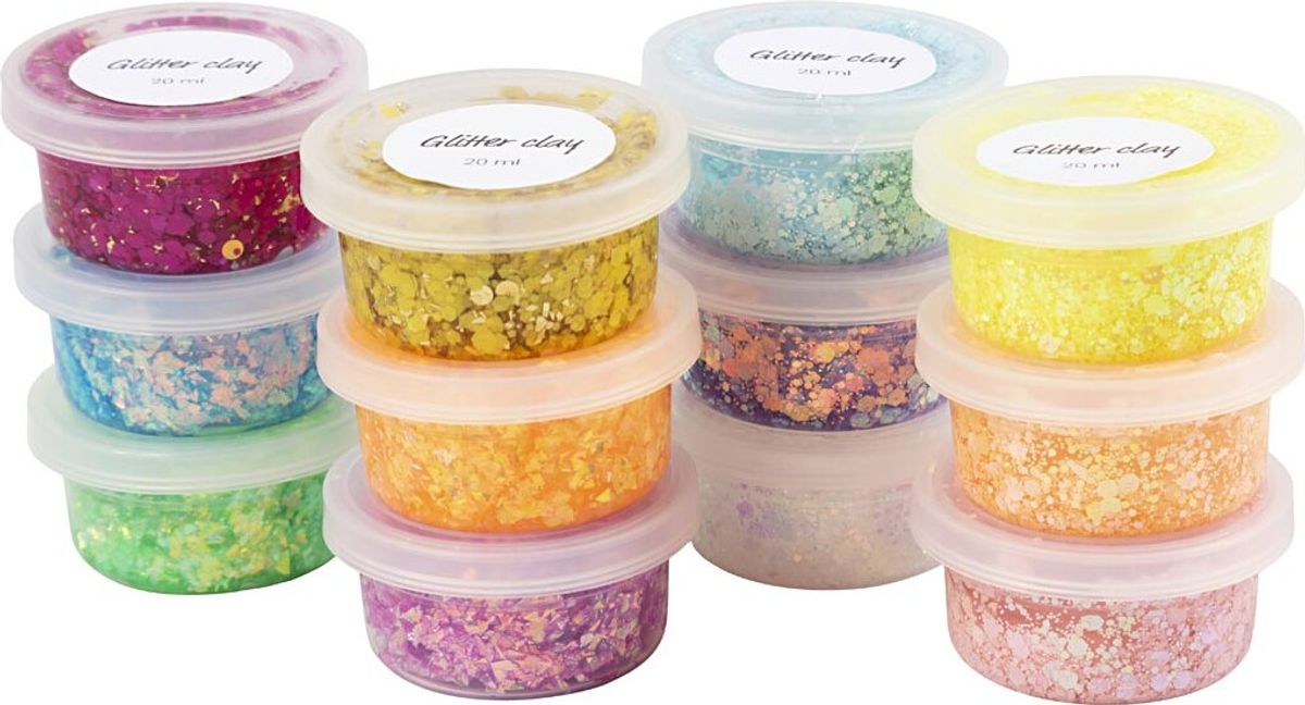 Glitter Clay - Assorterede Farver - 72x20 Ml