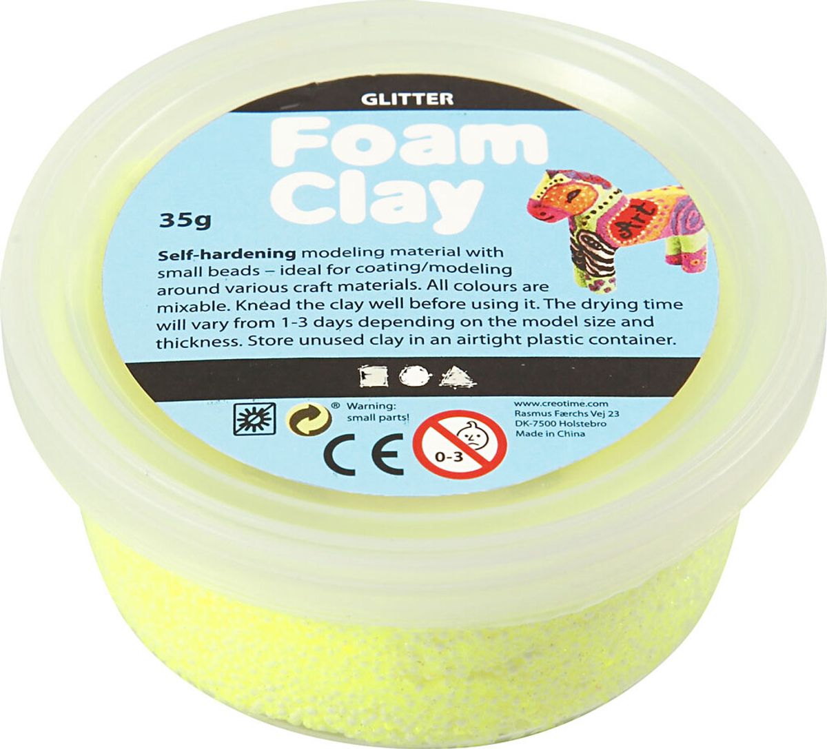 Glitter Foam Clay - Gul - Modellervoks - 35 G