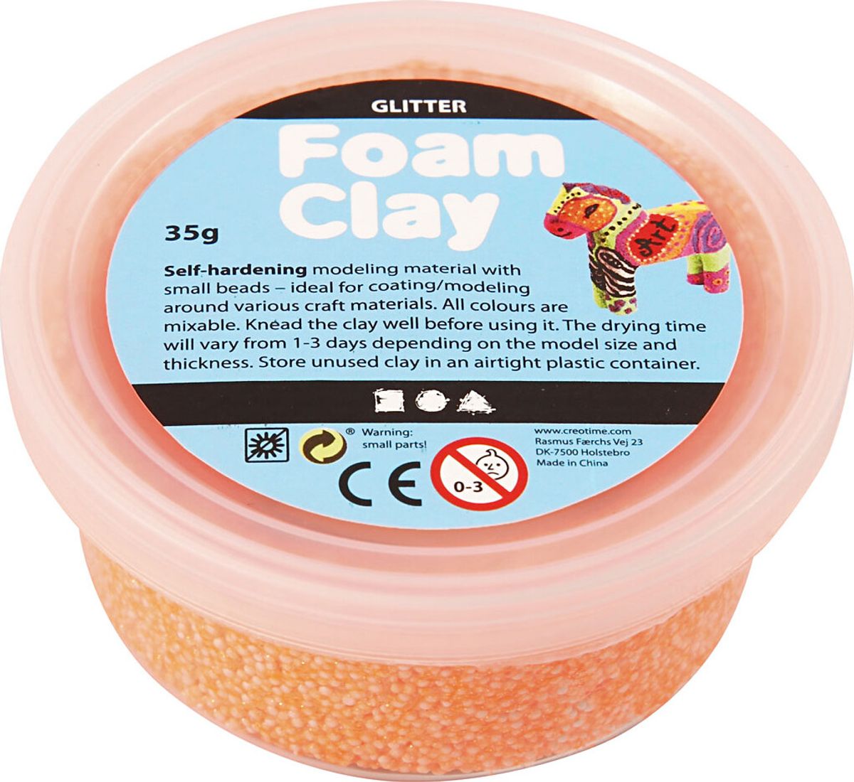 Glitter Foam Clay - Orange - Modellervoks - 35 G