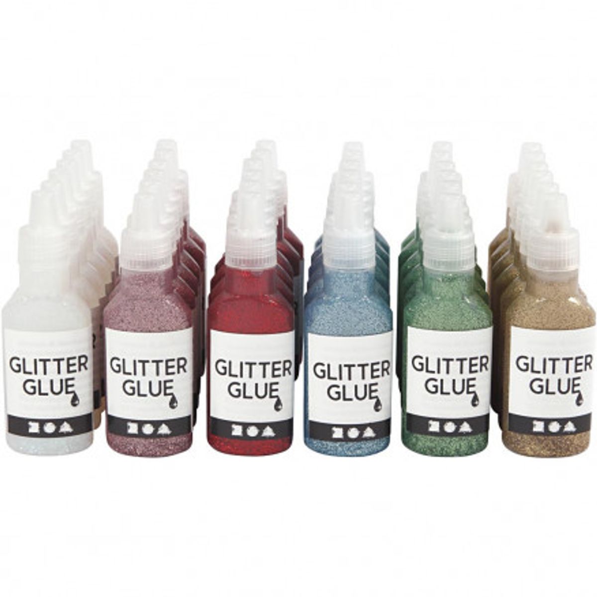 Glitterlim, ass. farver, 36x25ml