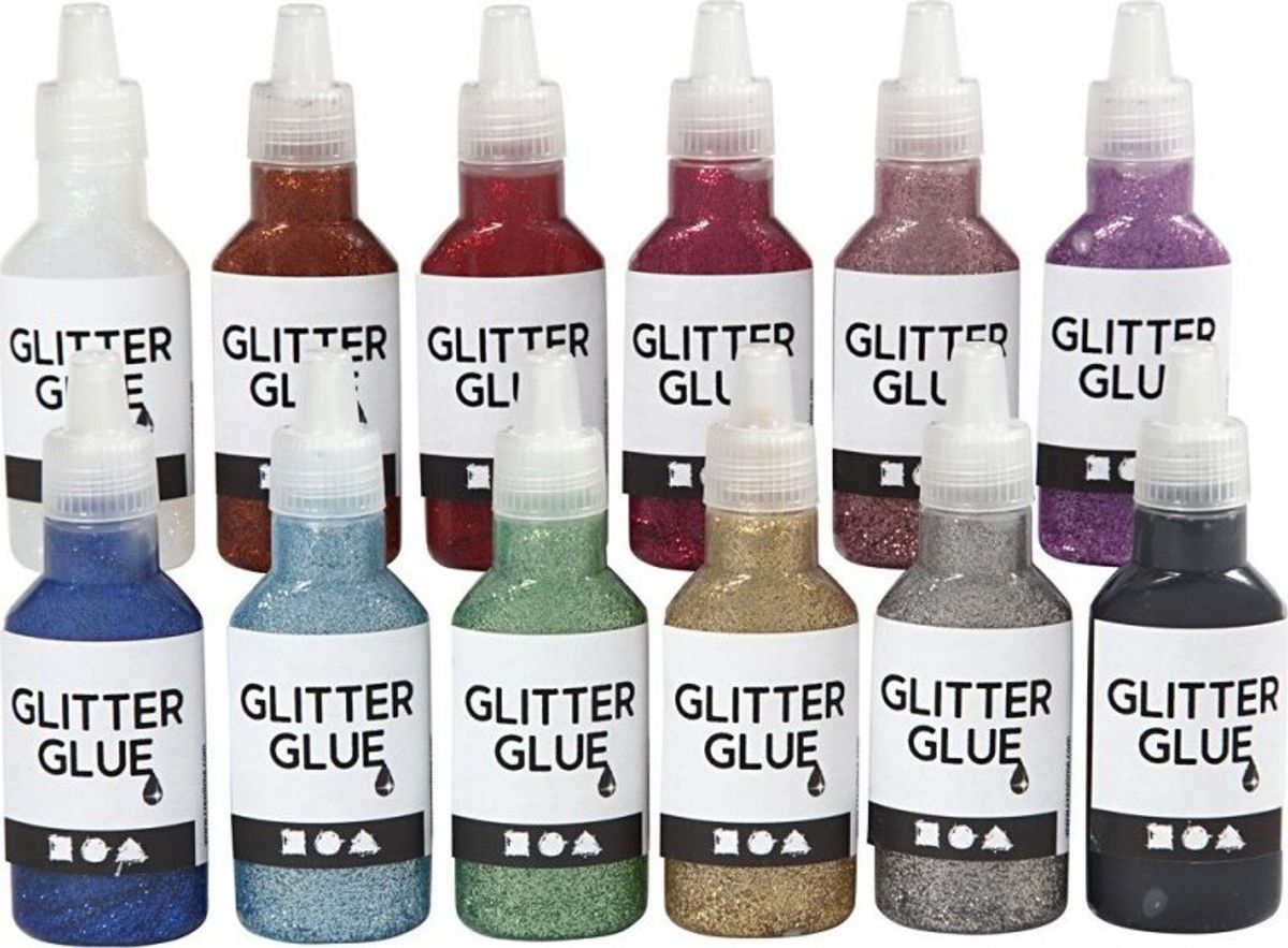 Glitterlim I Forskellige Farver - 12x25 Ml