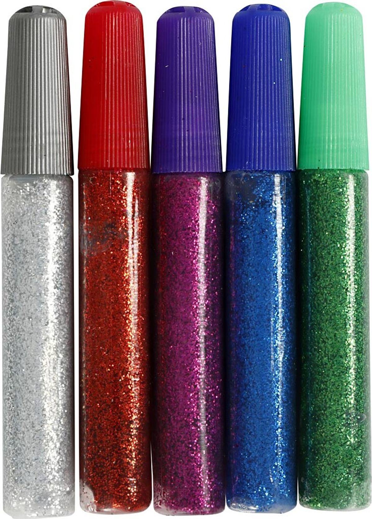 Glitterlim Sæt - 5 Farver - 5x10 Ml