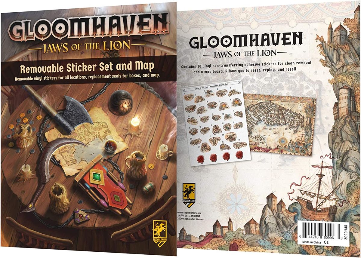 Gloomhaven: Jaws of the Lion - Removable Sticker Set and Map