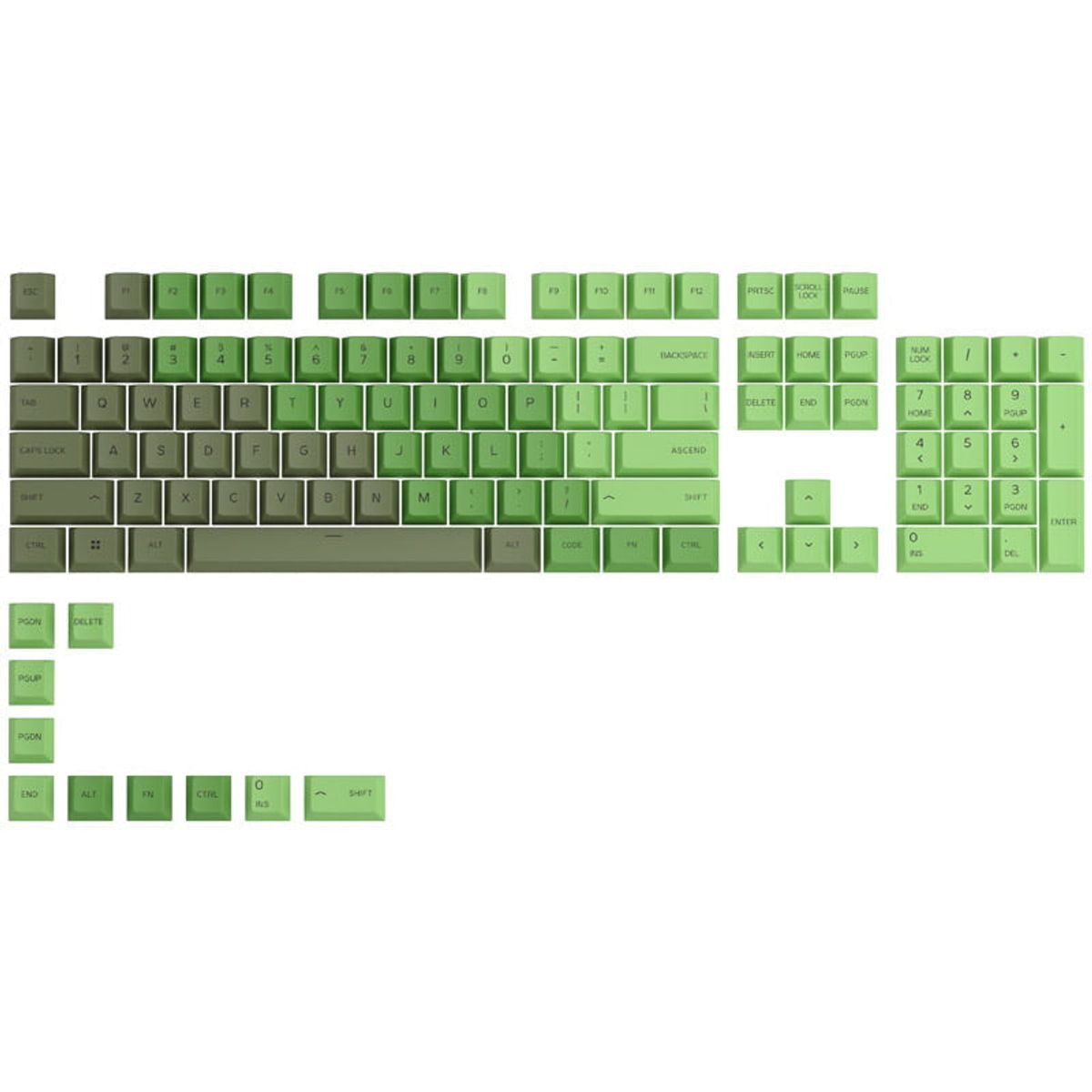 Glorious GPBT Keycaps - 114 PBT Caps, ANSI, US Layout, Olive