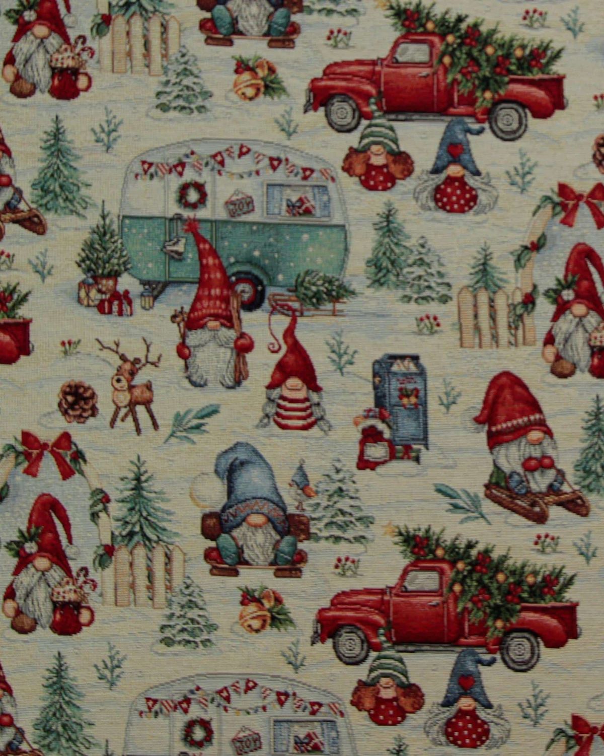 Gnomer i julehumør - Gobelin - 48% Bomuld, 16% Polyakryl, 36% Polyester