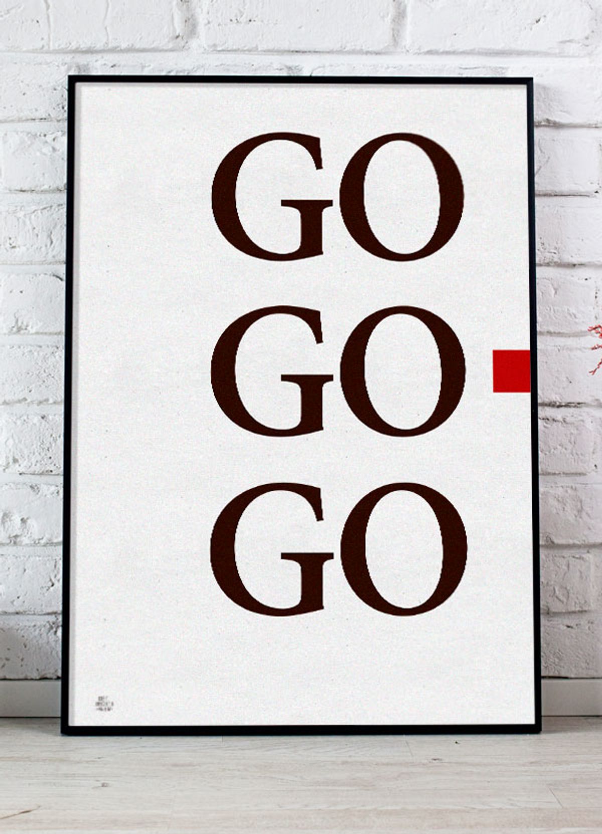 GO GO GO-plakat (rød) - 50 x 70 cm - Kr. 279,-