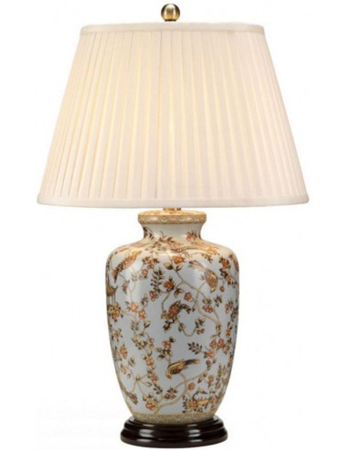 Gold Birds Bordlampe i porcelæn og polyester H65 cm 1 x E27 - Lyseblå/Orange/Creme