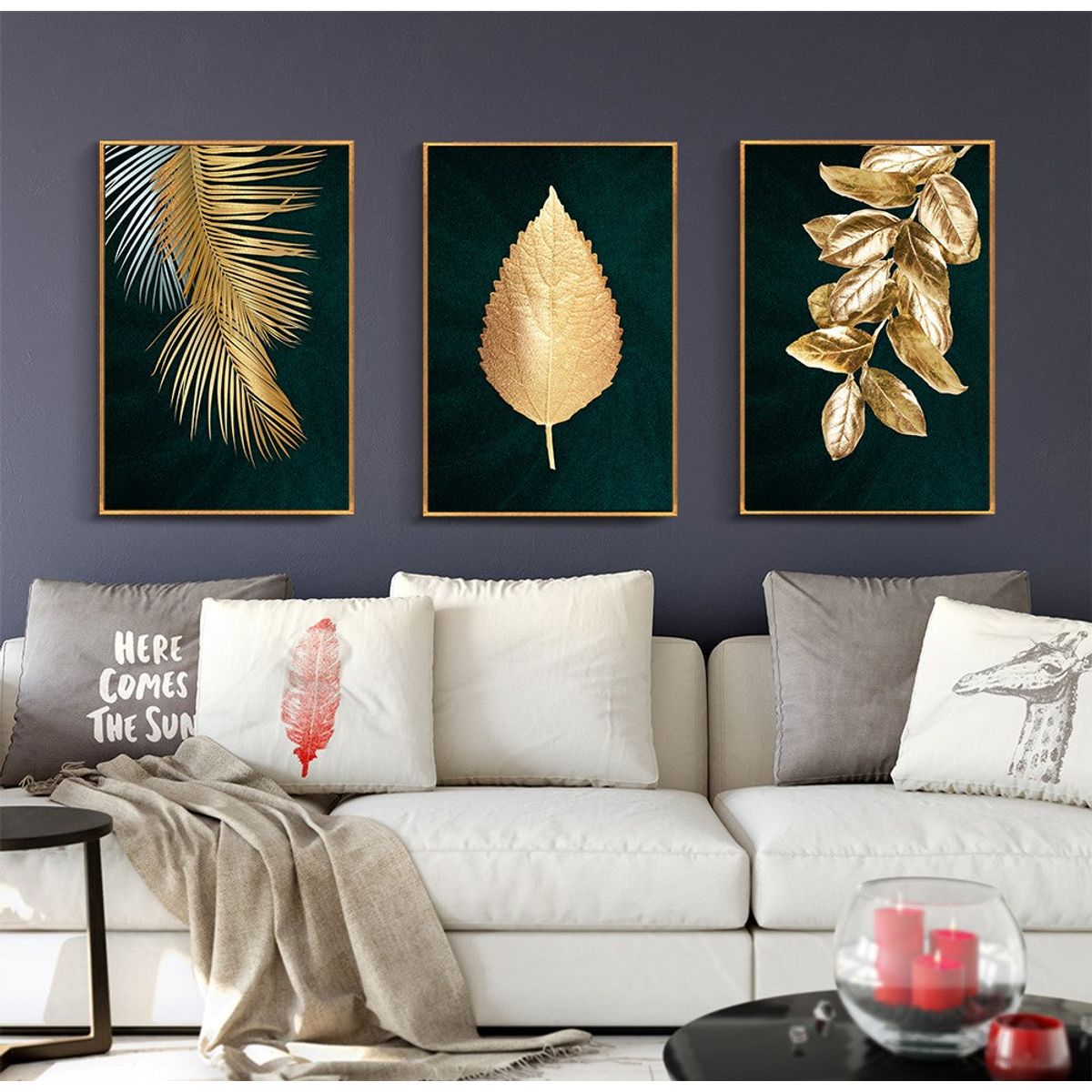 Golden leaf plakat ( sæt af 3 stk )