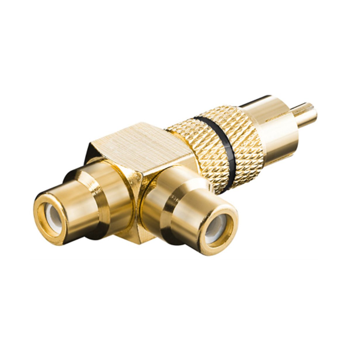 Goobay - 1 stk - RCA/phone Y adapter - 1xhan - 2xhun (Gold/Sort)