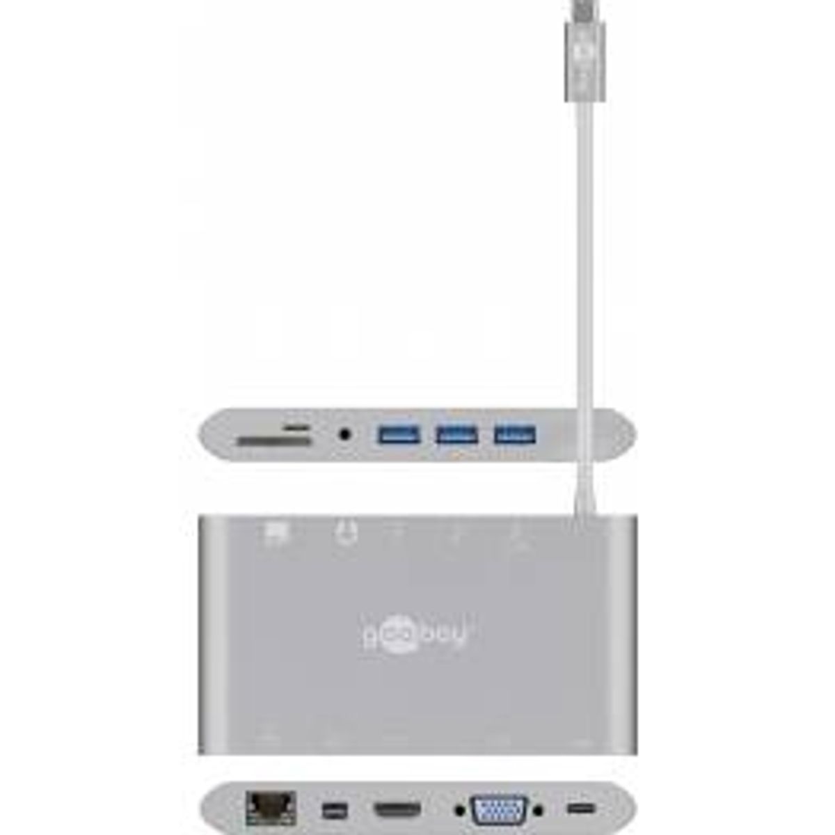 Goobay Alt-i-1 USB-C HUB m. HDMI, 3xUSB 3.0, mini DP, VGA osv