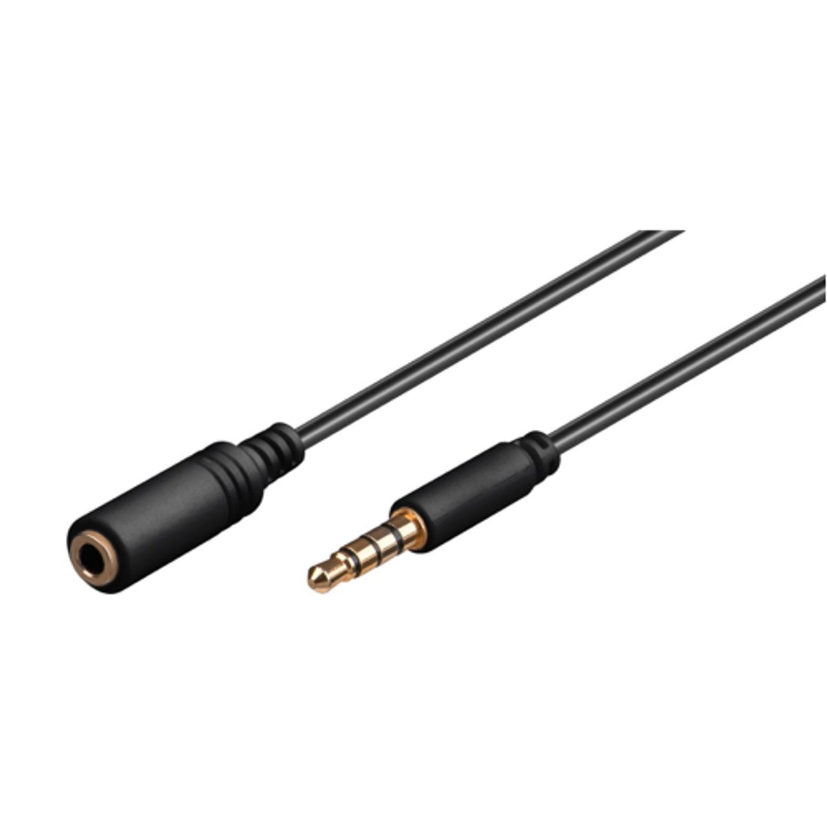 Goobay - Minijack Slim Stereo Audio forlænger kabel (3,5mm/4pin) (Han-Hun) (Sort) - 0,5 m