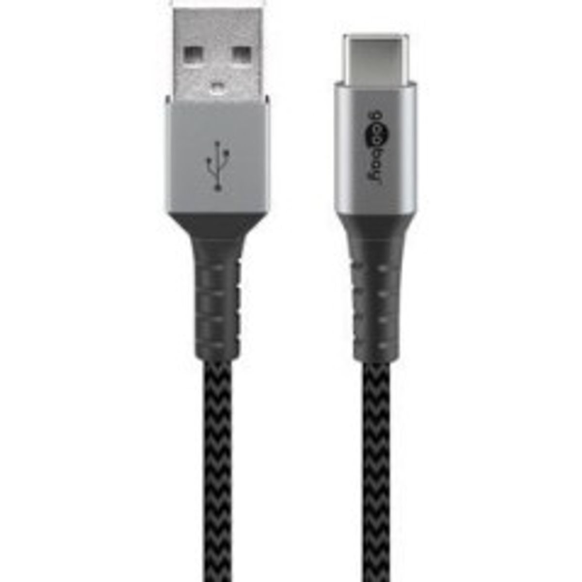 goobay USB 2.0 USB Type-C kabel 1m Sort Sølv