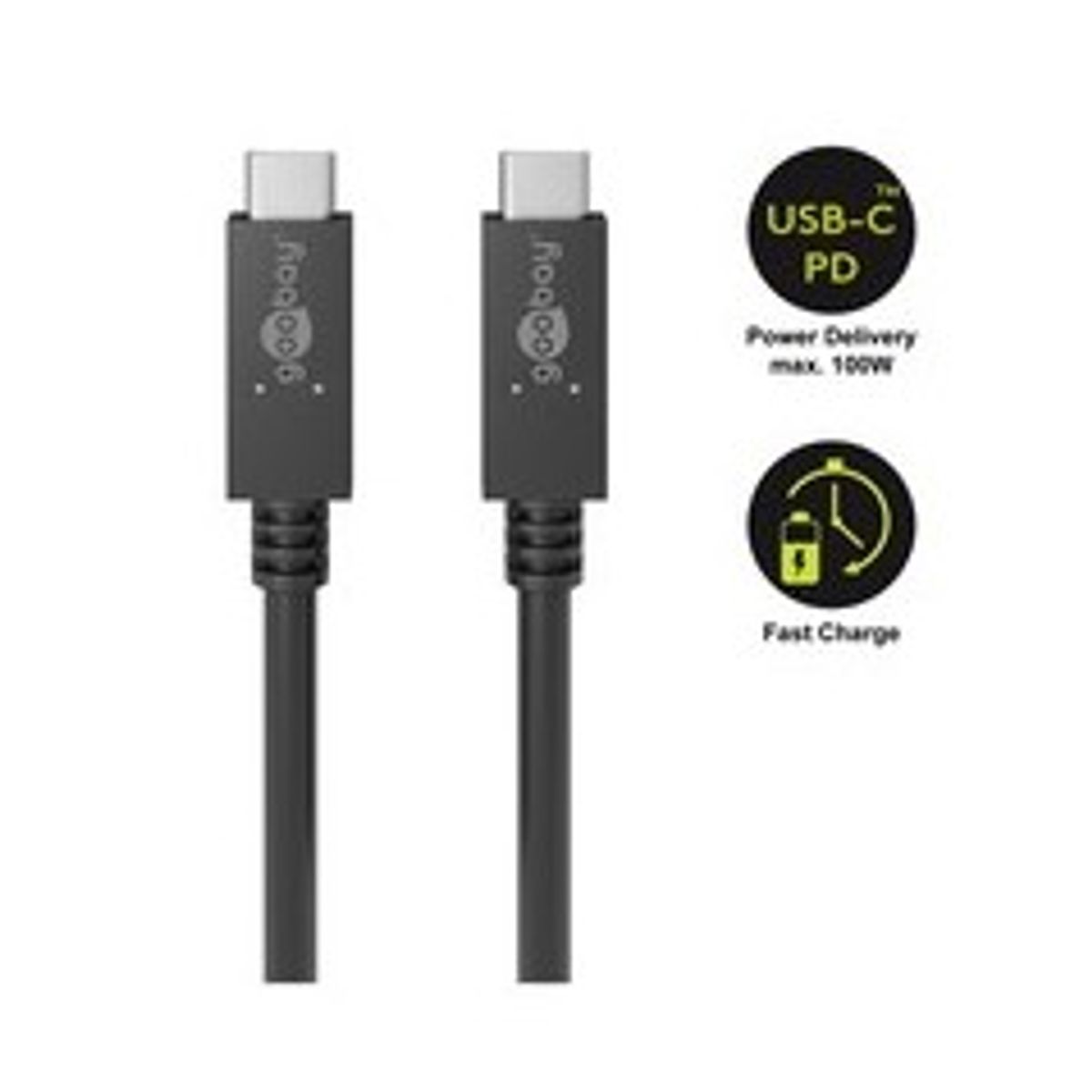 goobay USB 3.2 Gen 1 USB Type-C kabel 1m Sort