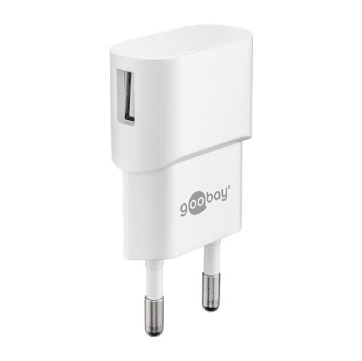 Goobay - USB lader 1A (5W) (USB indg. i siden) (Han-Han) (Hvid) - 0,1 m