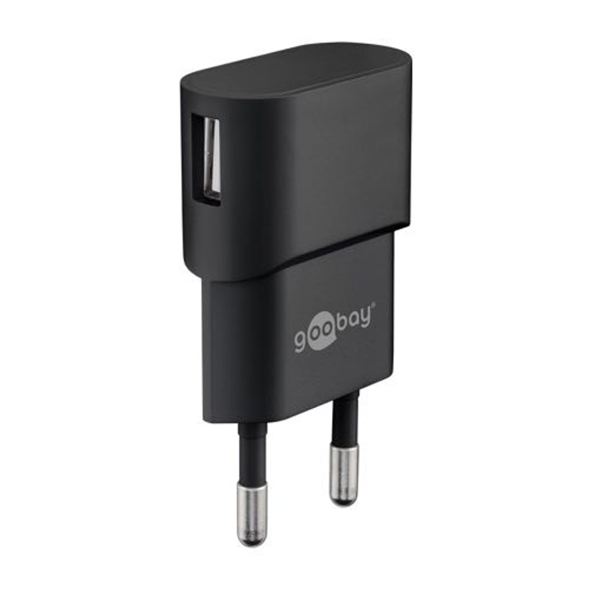 Goobay - USB lader 1A (5W) (USB indg. i siden) (Han-Han) (Sort) - 0,1 m