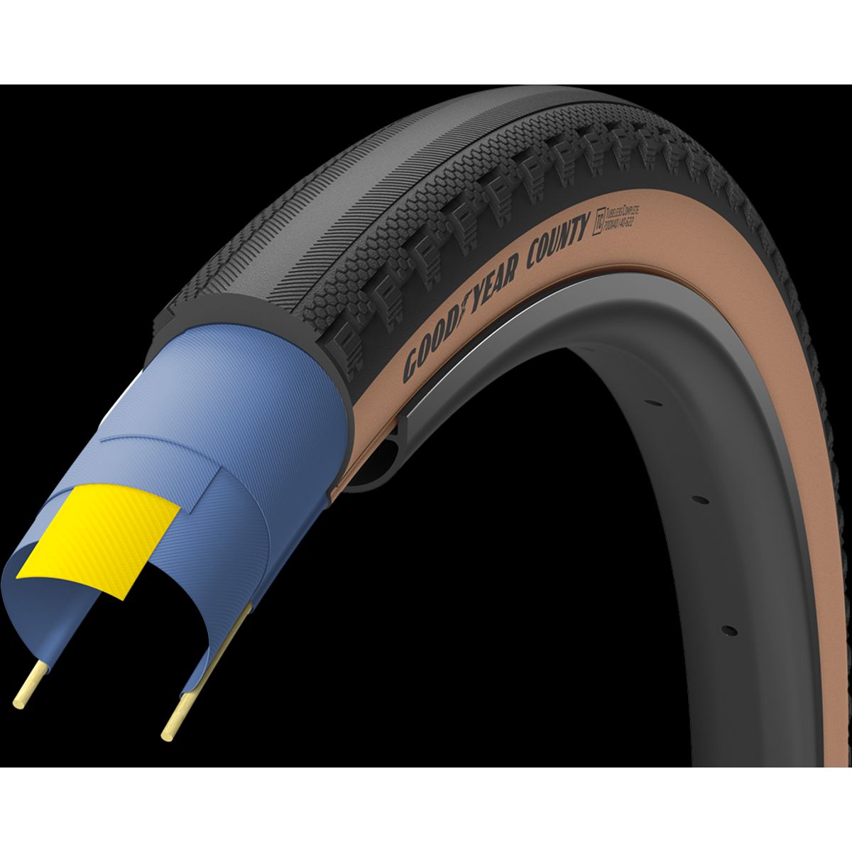 Goodyear COUNTY Tubeless Complete 700x35c/50c - Brun