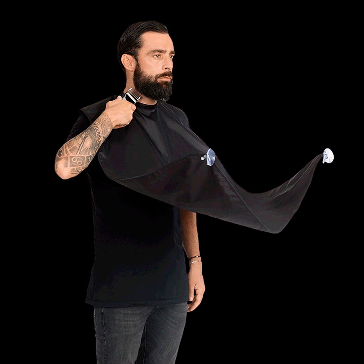 Gordon Beard Apron Black W. Suction Cups (1 stk)