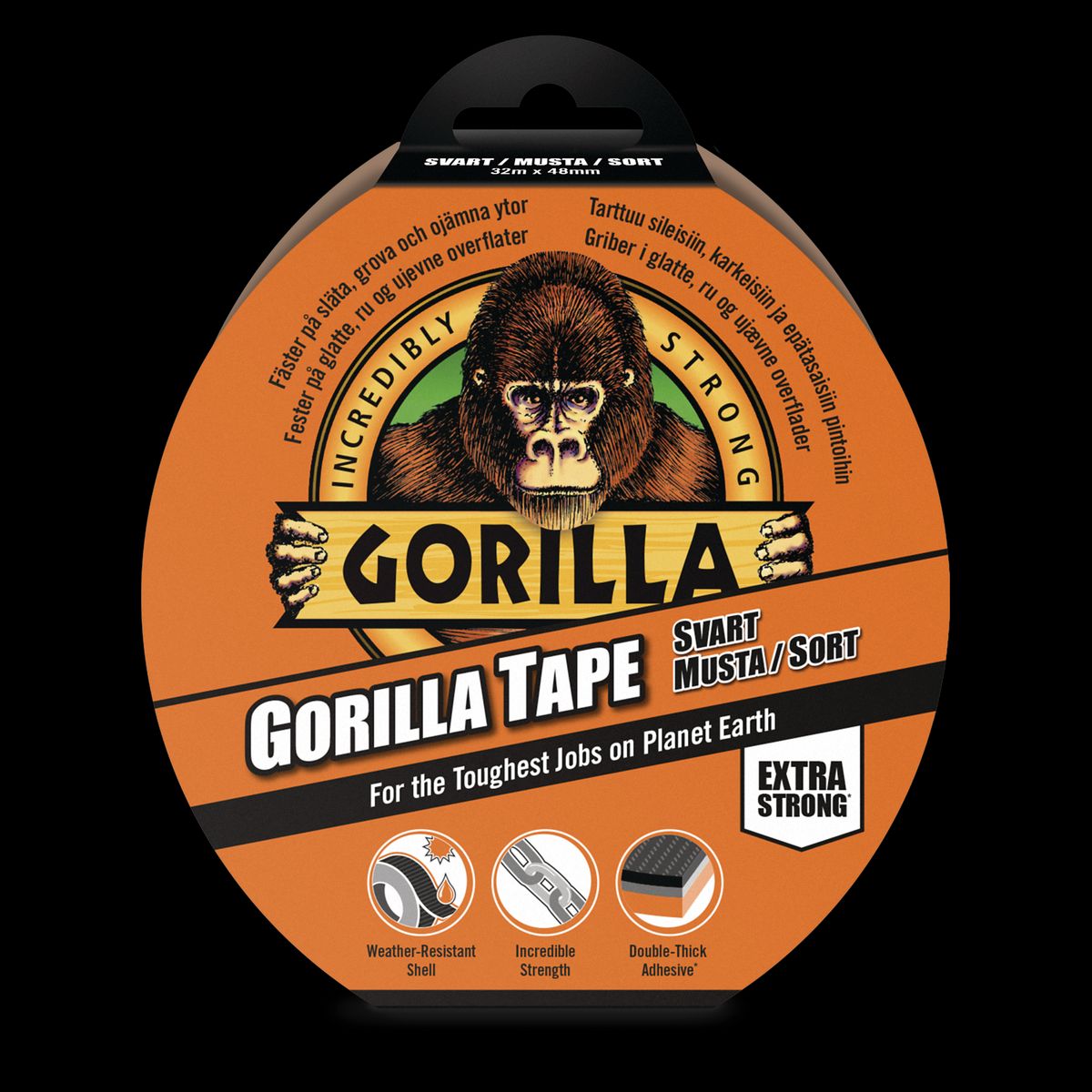 Gorilla Tape Svart 32mx48mm