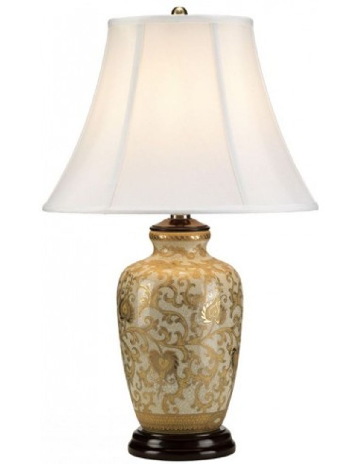 Goth Thistle Bordlampe i porcelæn og polyester H58 cm 1 x E27 - Krakeleret guld & creme/Hvid