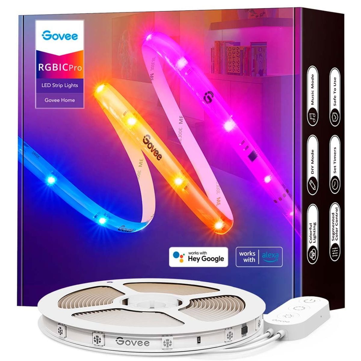 Govee RGBIC LED strip - 10 meter - LED bånd - Wi-Fi + Bluetooth - Coated - Smart home