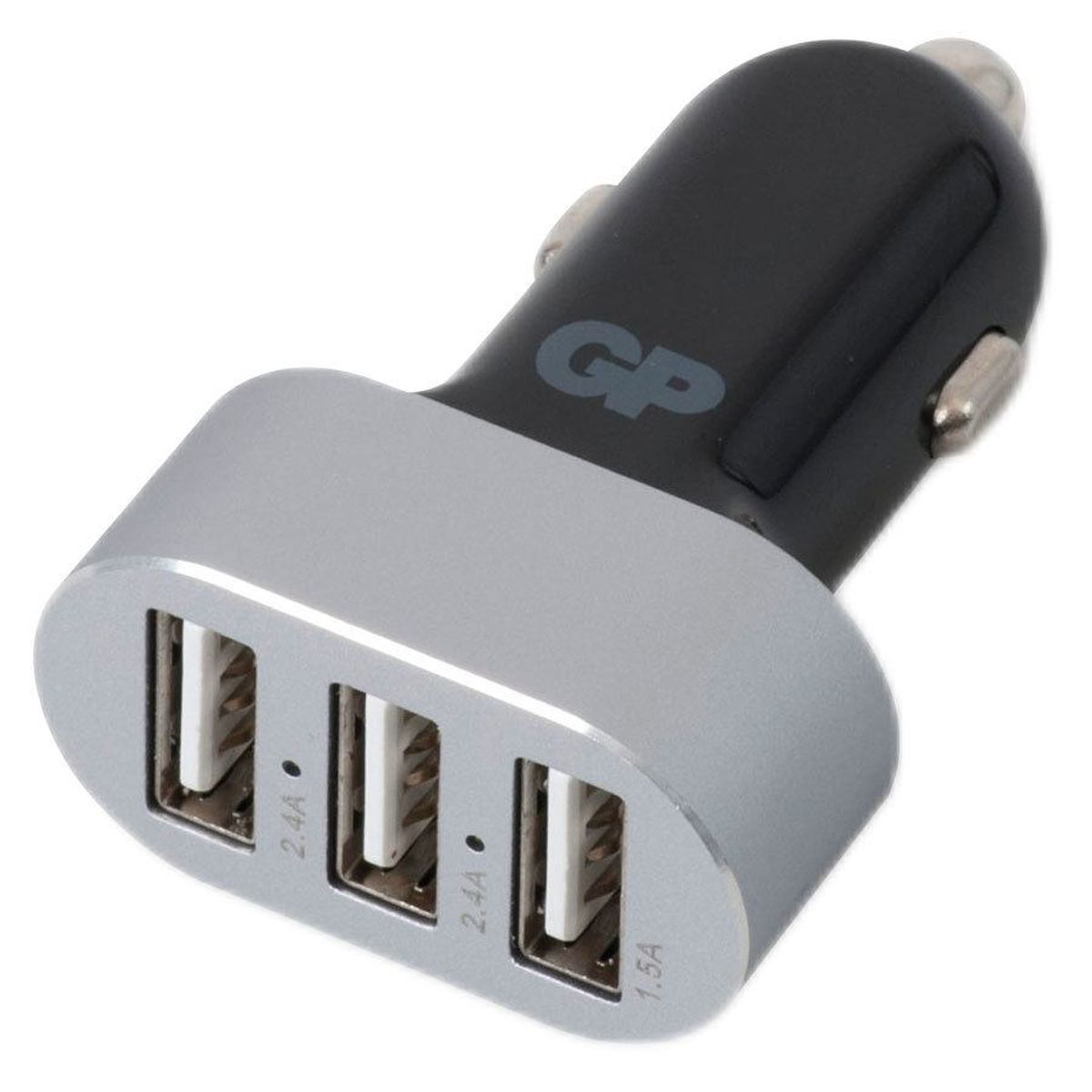 GP Car Charger til bilen, 3 USB output, samlet output på 31,5W, Sort