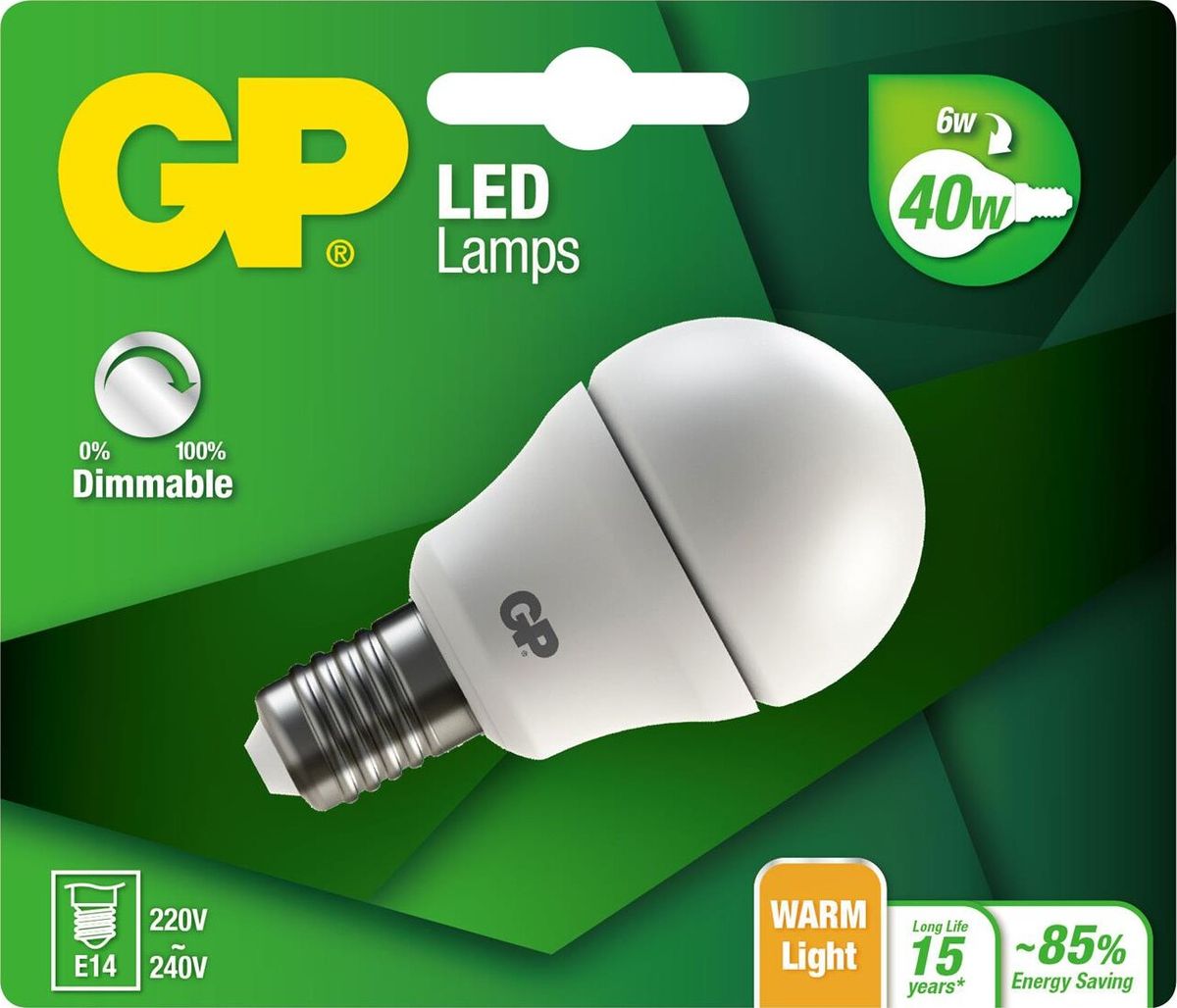 Gp - Led Lamp Mini Globe, E14, Dim, 6w (40w), 470lm