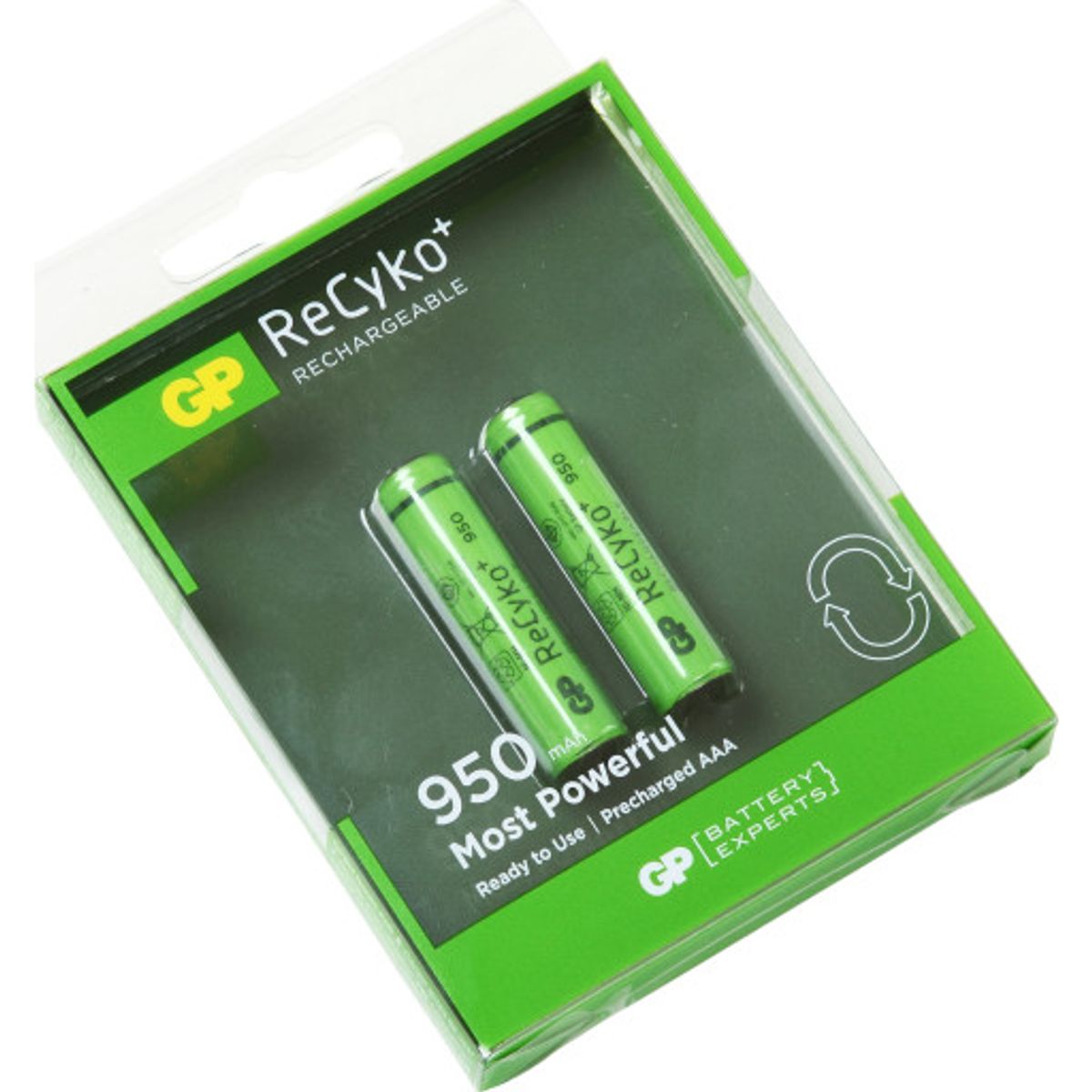 GP ReCyko genopladelige AAA batterier, 950mAh, 1,2V - 2 stk