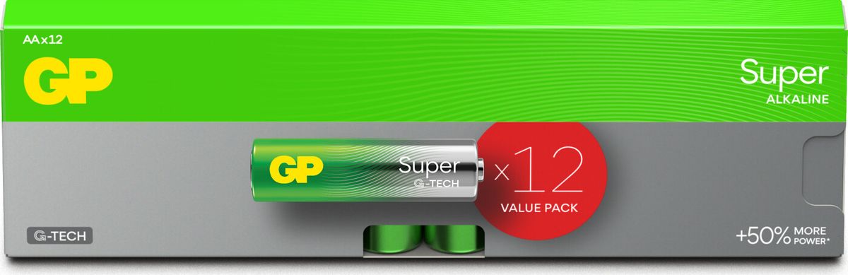 Gp - Super Alkaline Aa Batterier - 15a Lr6 1,5v - 12 Stk