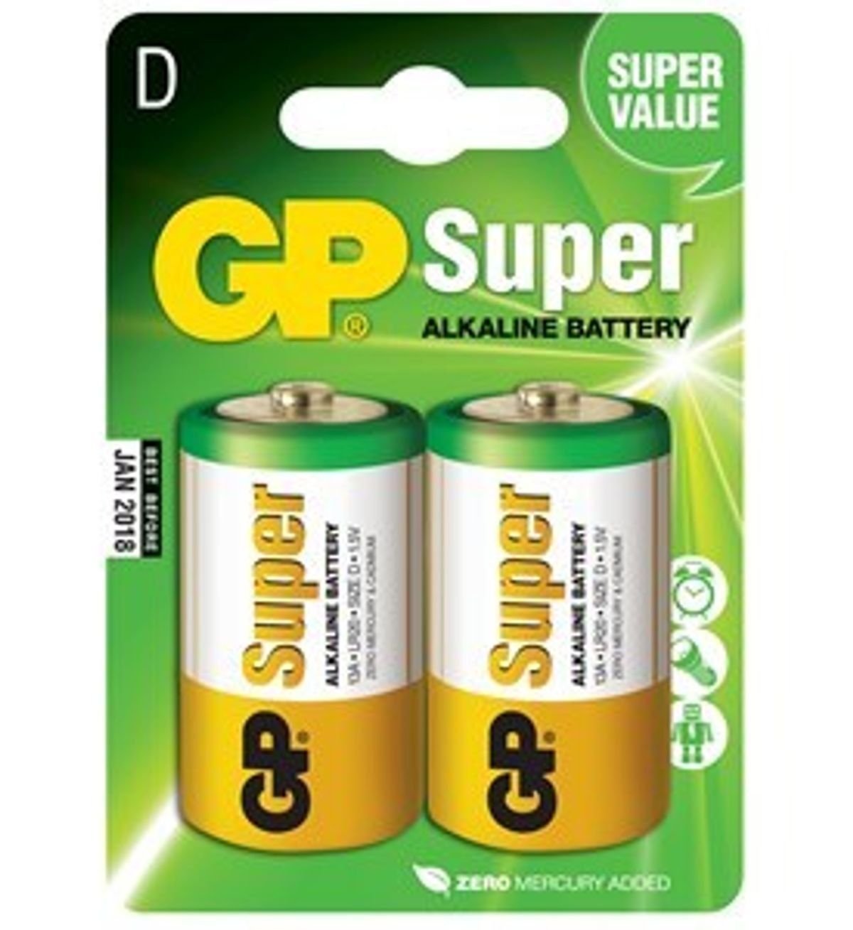 GP Super Alkaline Type D, 2 stk