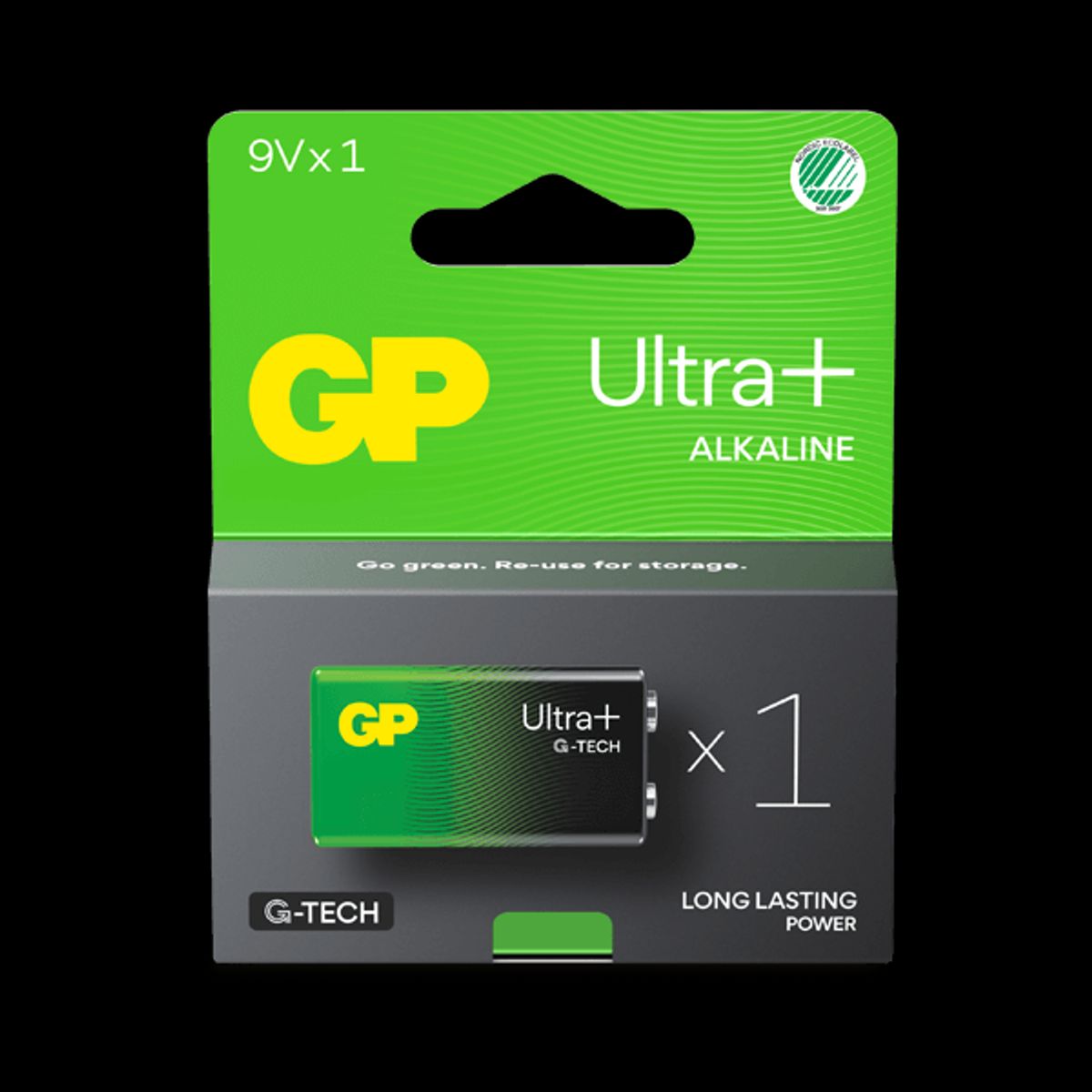 GP Ultra Plus Alkaline 9V batteri, 1604AUP/6LF22, 1-pak