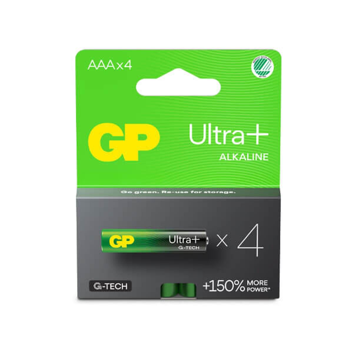 GP Ultra Plus Alkaline AAA batteri, 24AUP/LR03, 4-pak