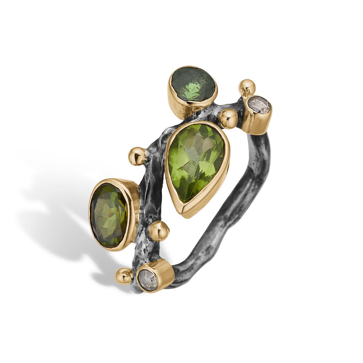 Grace Single Stones Green Mix Ring - 55