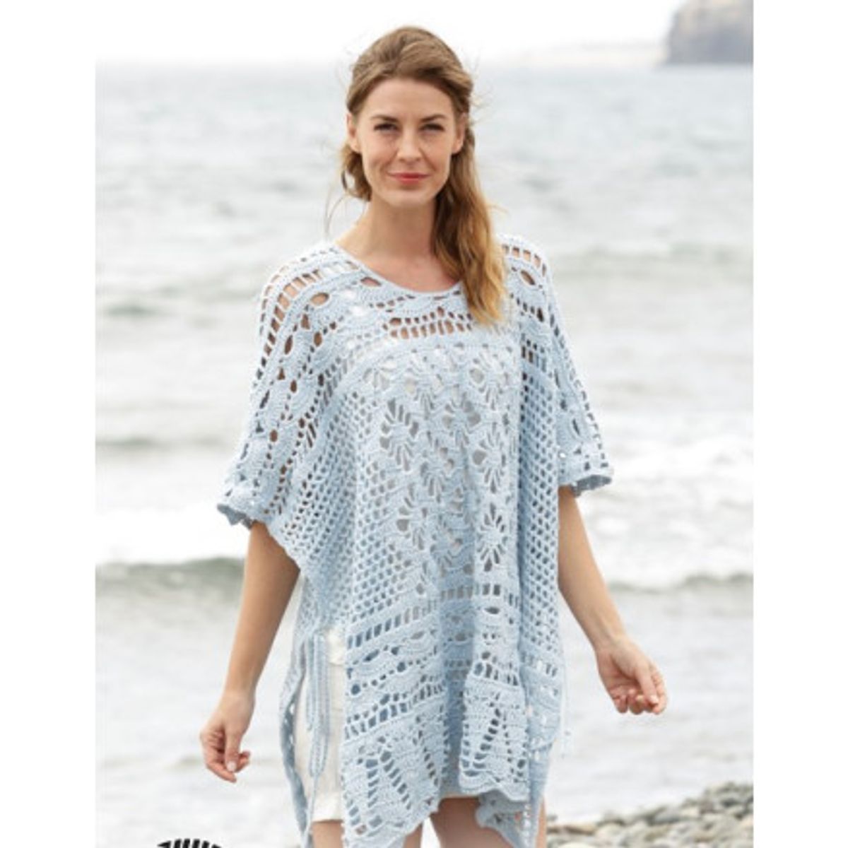 Graceful Mermaid by DROPS Design - Poncho Hækleopskrift str. S/M - XXL - Large / X-Large