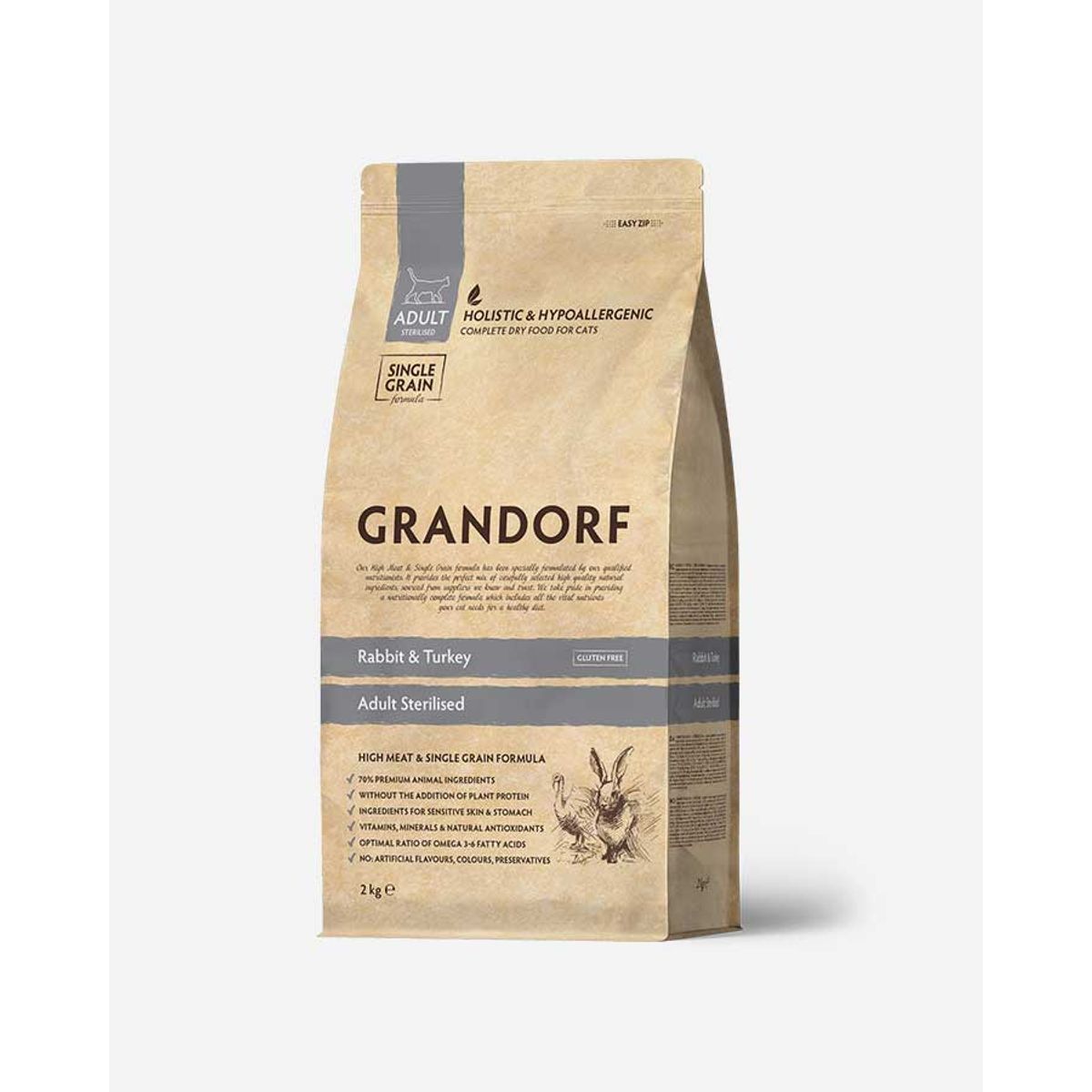 Grandorf Cat Adult Steriliseret - Kanin og Kalkun - 2Kg