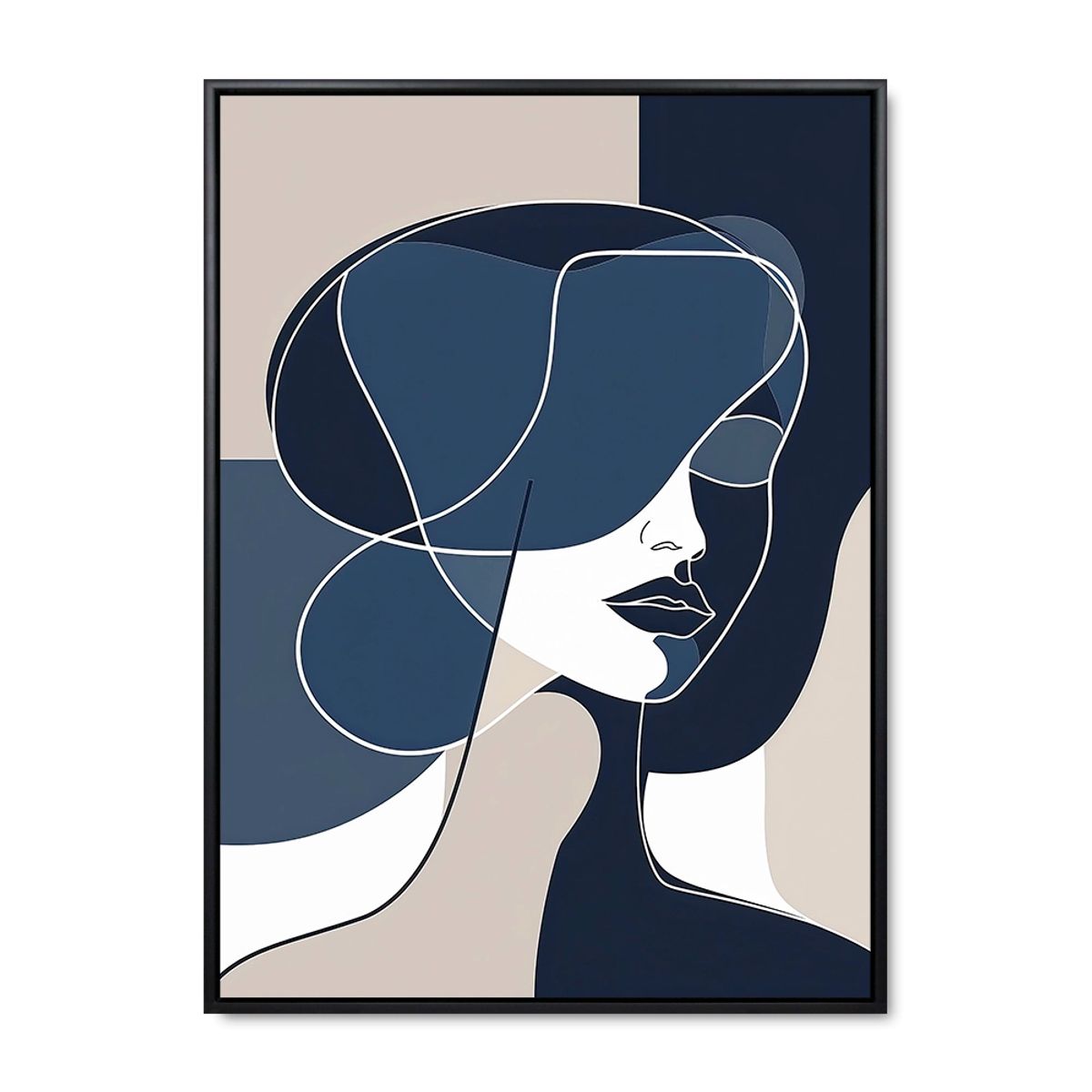 Graphite in Blue - 70x100 cm. - Sort ramme