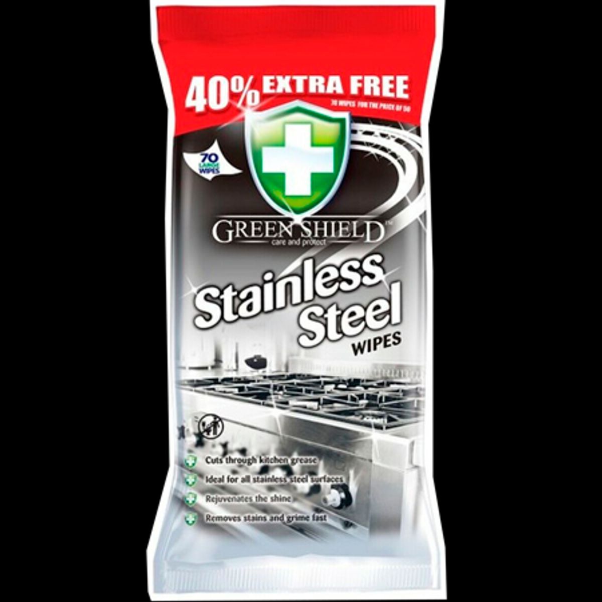 Green Shield Stainless Steel Wipes - 70 stk