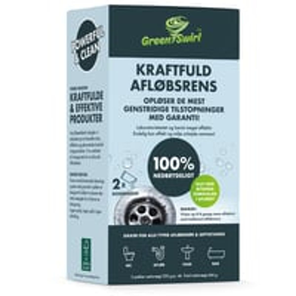 GreenSwirl kraftfuld aflbsrens - 2 doseringsposer 233g.