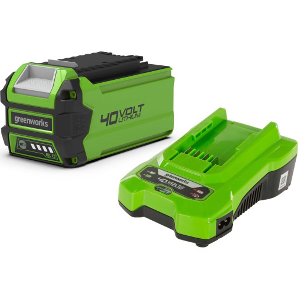 Greenworks batterisæt m. oplader & 1 x 40V/2,0Ah batteri